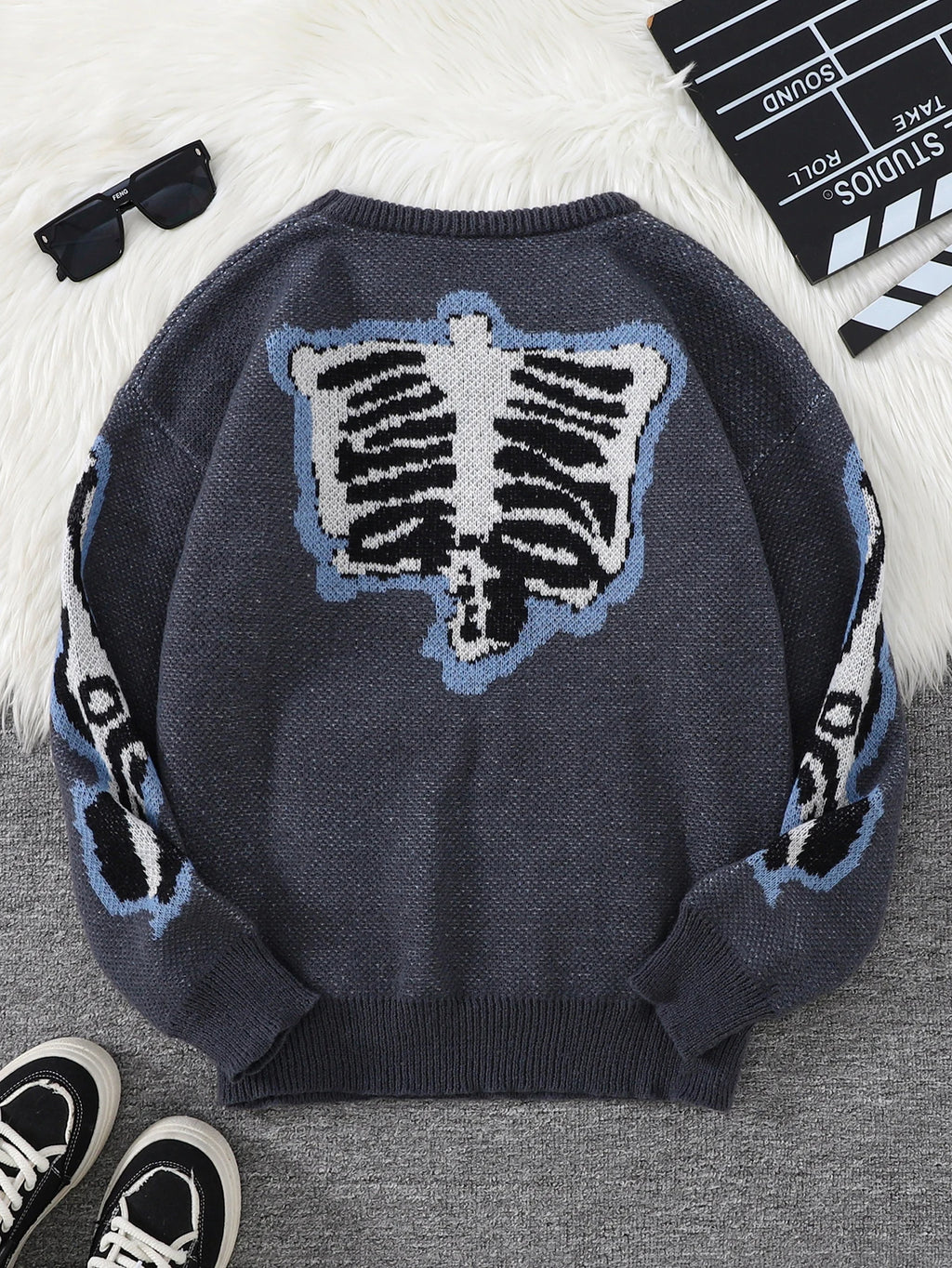 Suéter con Patrón Mariposa Jacquard - Cuello Redondo Casual Hombre