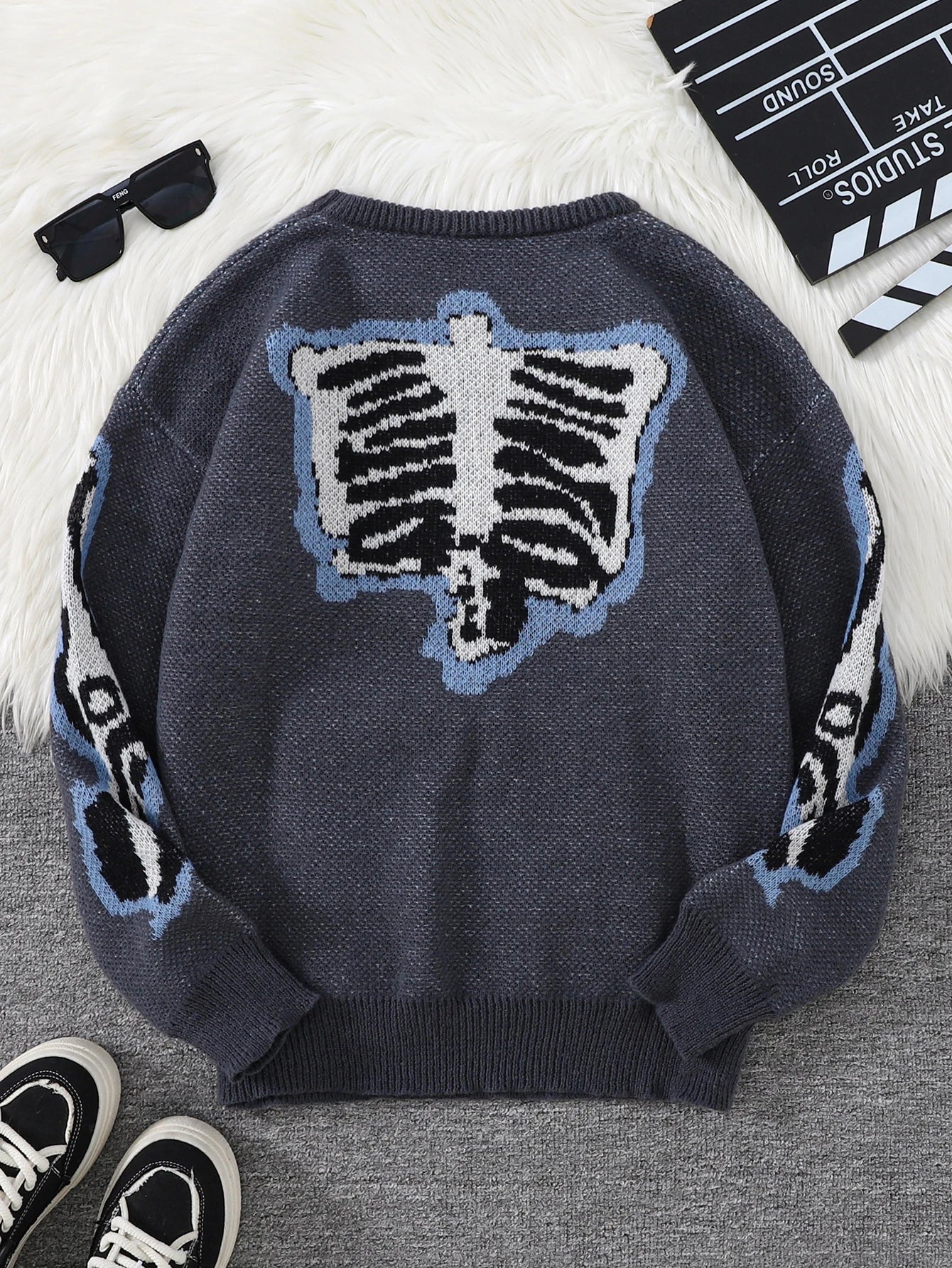 Suéter con Patrón Mariposa Jacquard - Cuello Redondo Casual Hombre