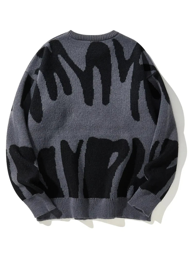 Suéter con Patrón Jacquard Irregular - Cuello Redondo Hombre