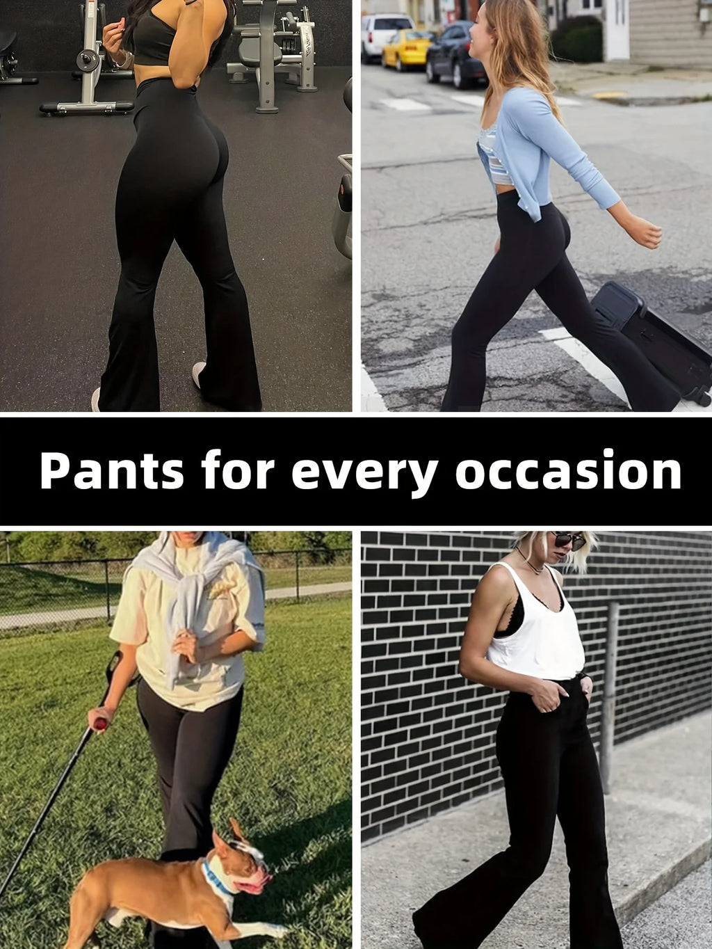 Pantalones Acampanados Ajustados - Cintura Alta y Pierna Larga