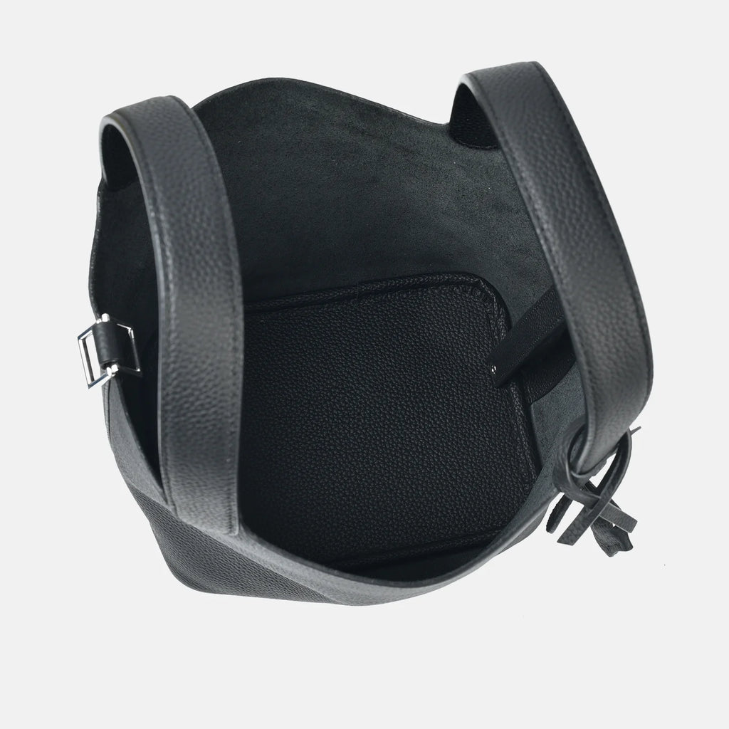 Bolso de Cuero Auténtico - Diseño Tipo Cubo Grande