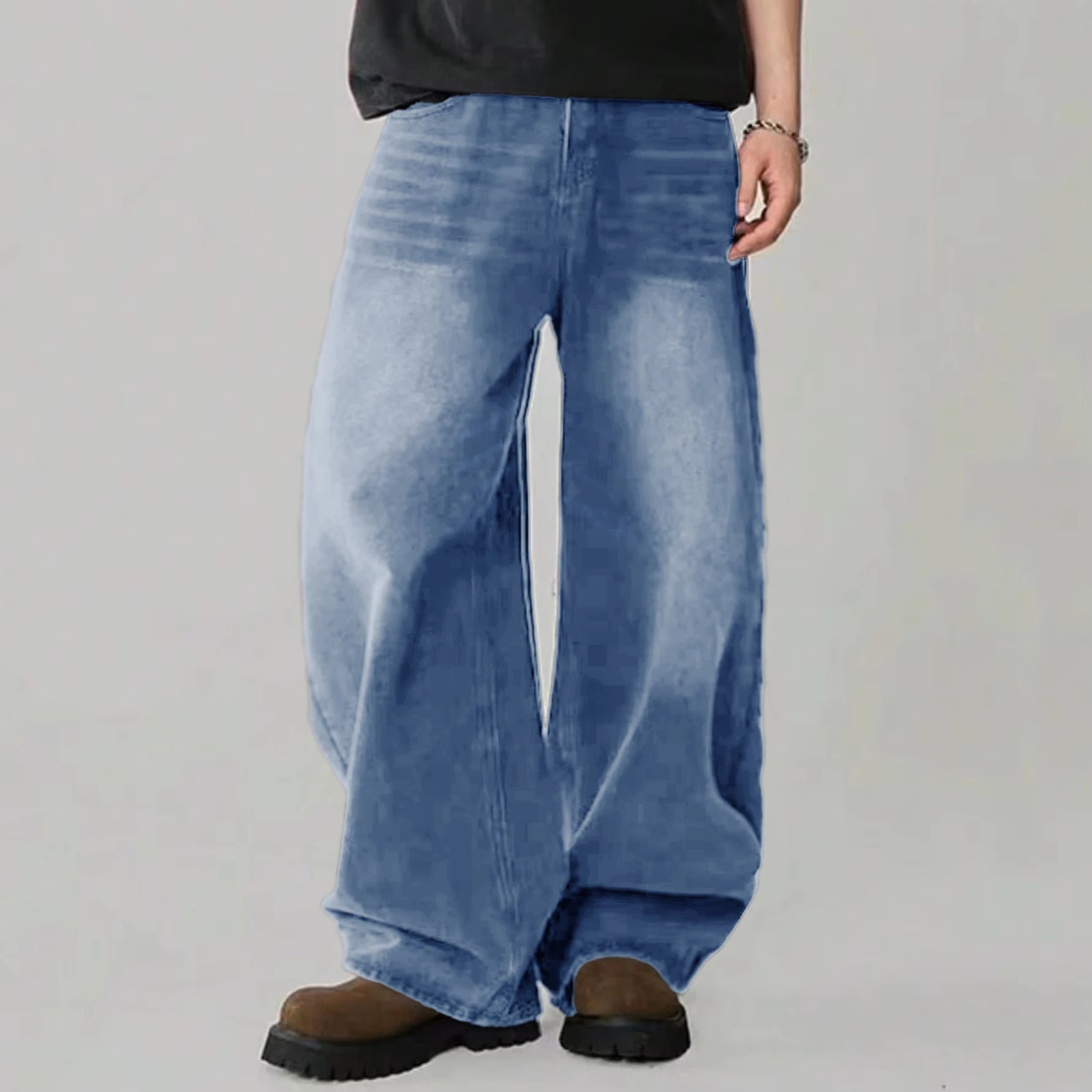 Jeans Baggy Coreano 4 Estaciones - Pierna Ancha High Street Hombre