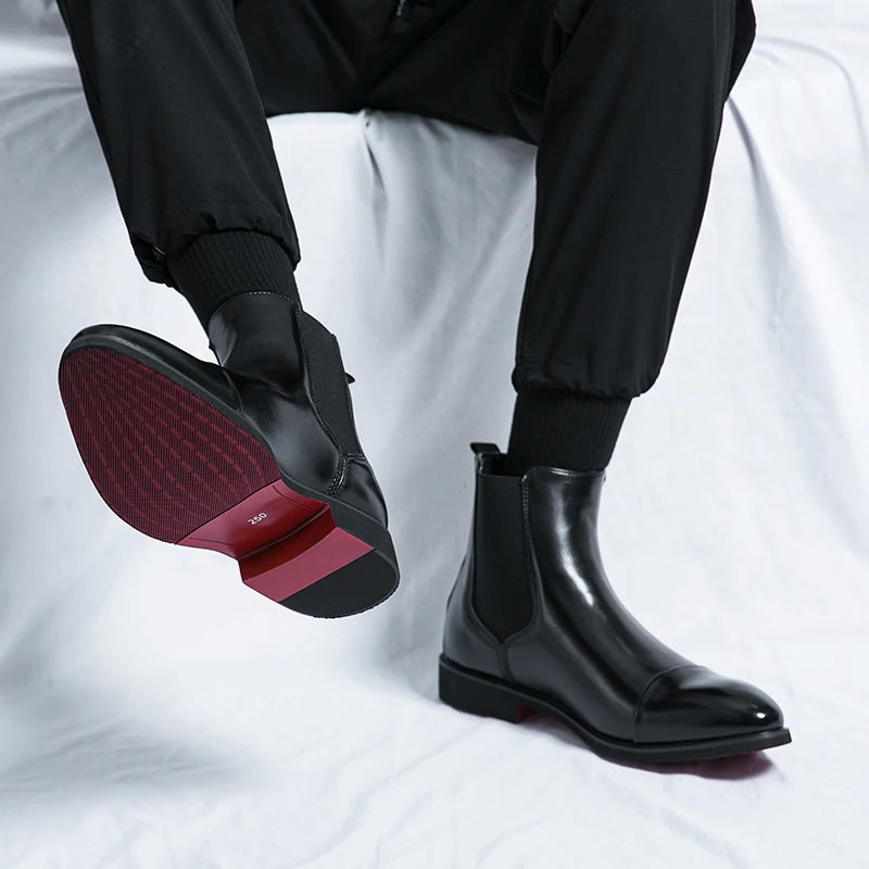 Chelsea Boots Hombre Suela Roja - Botines Business Slip-On Elegantes