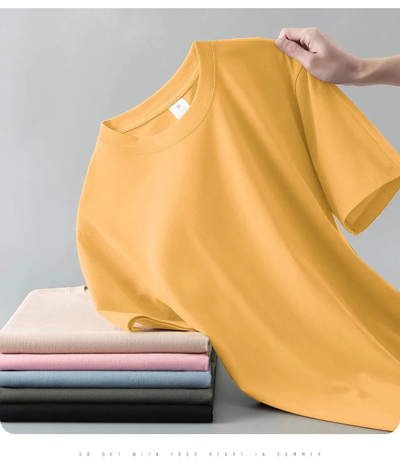 Camiseta Pesada de Algodón 100% - Manga Corta Casual Hombre