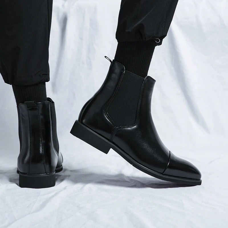 Chelsea Boots Hombre Suela Roja - Botines Business Slip-On Elegantes