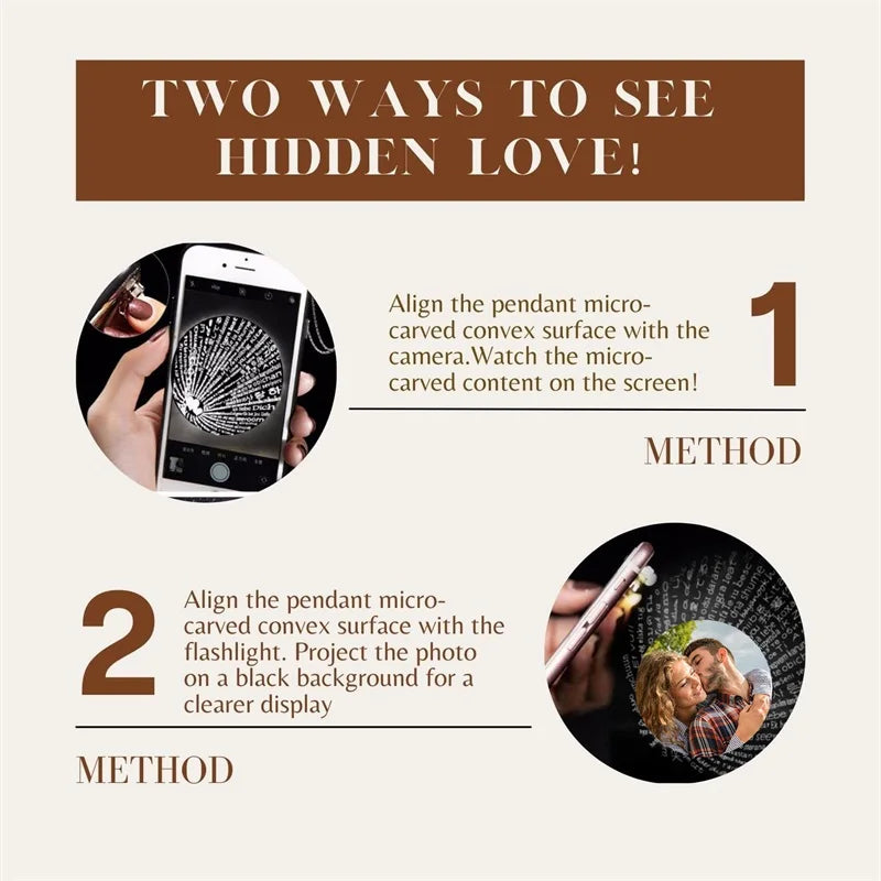 Collar Proyección Foto Personalizado - I Love You 100 Idiomas Corazón