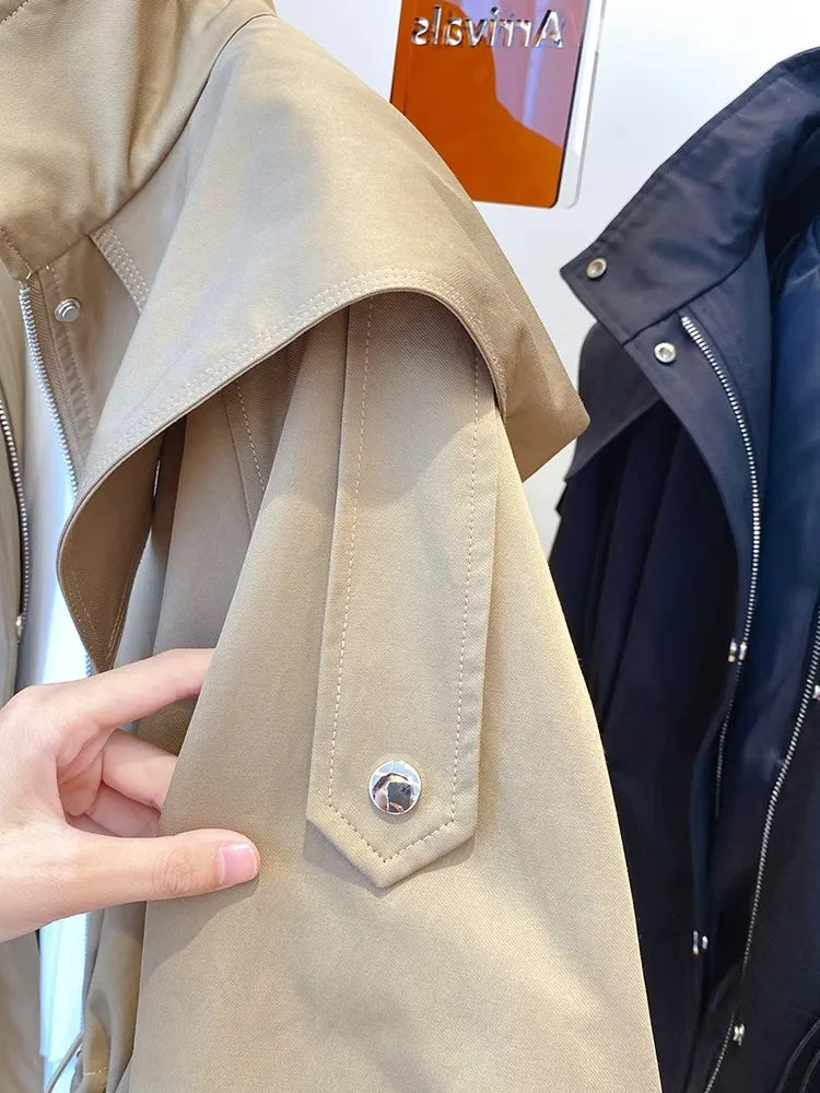Chaqueta Trench Corta Coreana - Diseño Vintage Casual Mujer