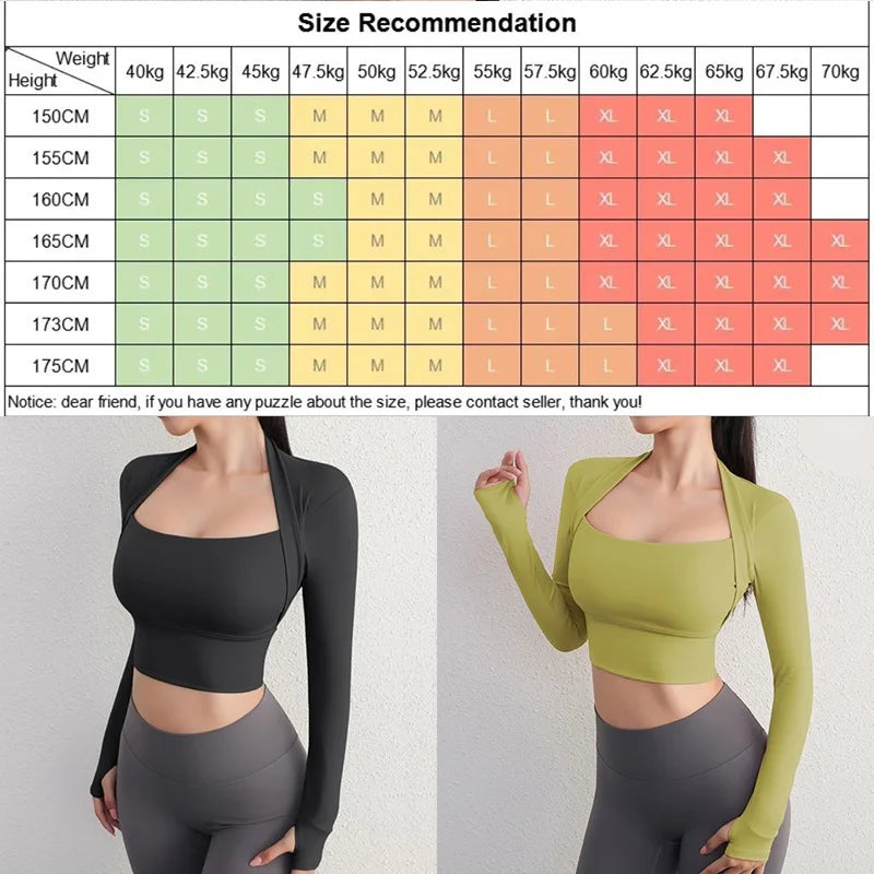 Top Yoga Manga Larga Crop - Fitness Gym Mujer