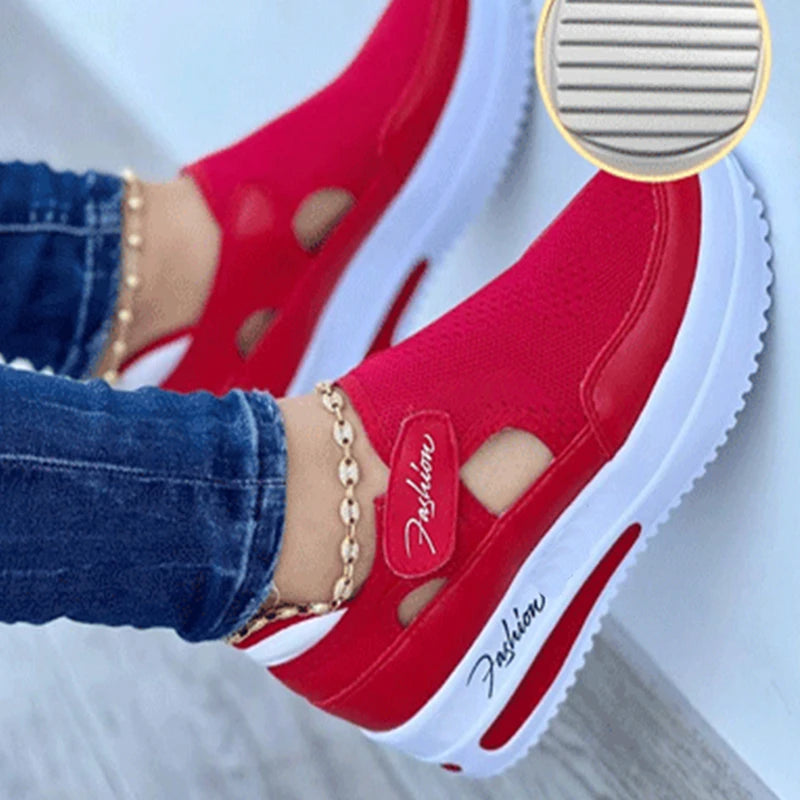 Zapatillas Plataforma Malla Mujer - Deportivas Casuales Caladas Transpirables