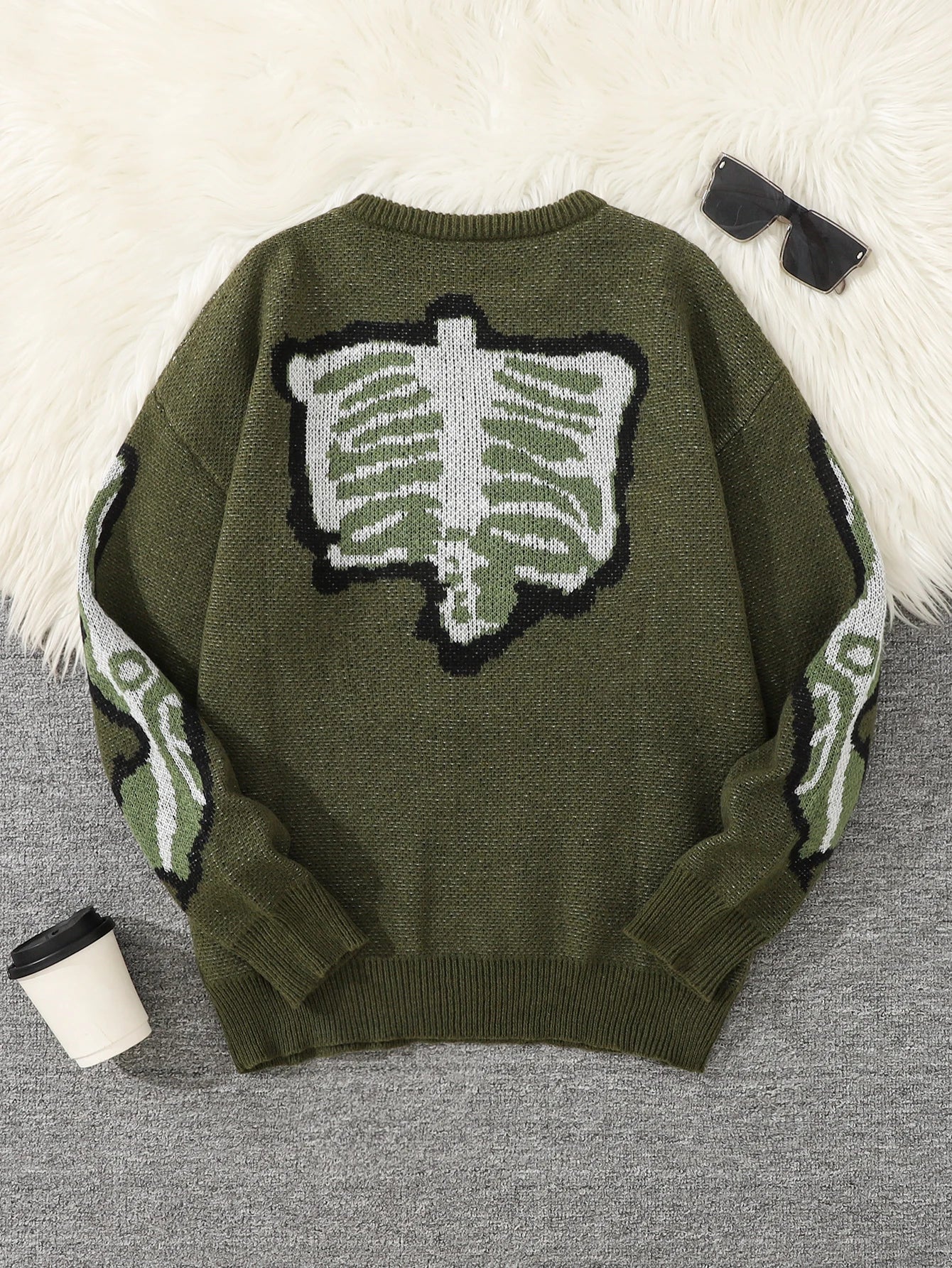 Suéter con Patrón Mariposa Jacquard - Cuello Redondo Casual Hombre