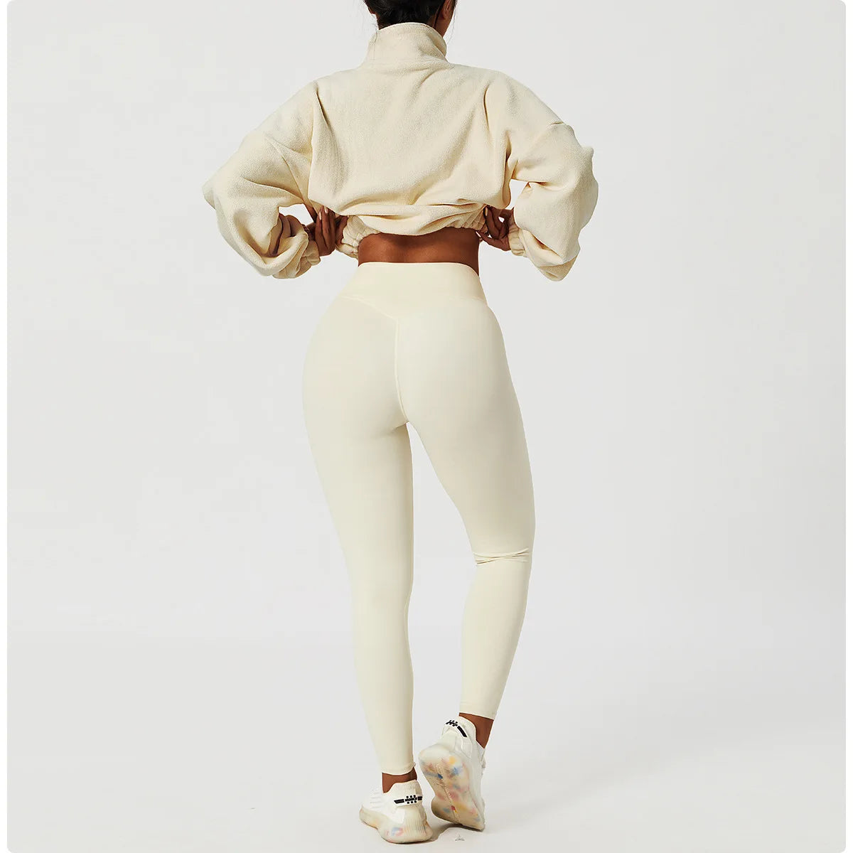 Sudadera Polar con Cremallera Crop - Cuello Alto y Agujeros para Pulgares