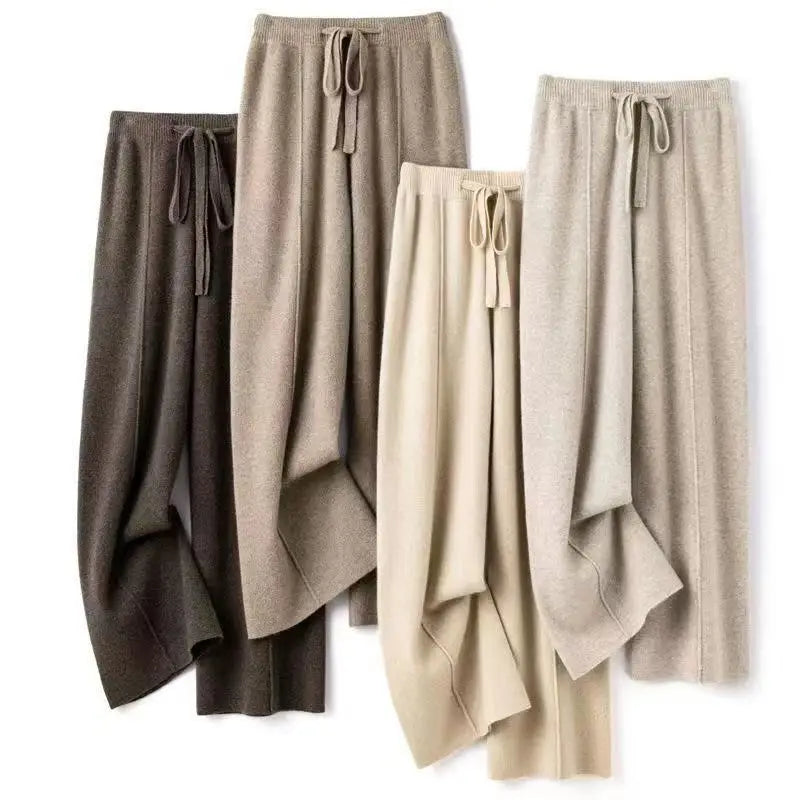 Pantalones de Lana Merino Pierna Ancha - Estilo Coreano