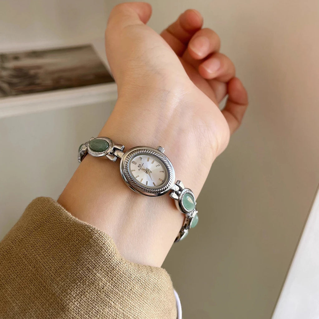 Reloj de Lujo con Jade Verde - Pulsera Joyería Cuarzo Elegante Mujer