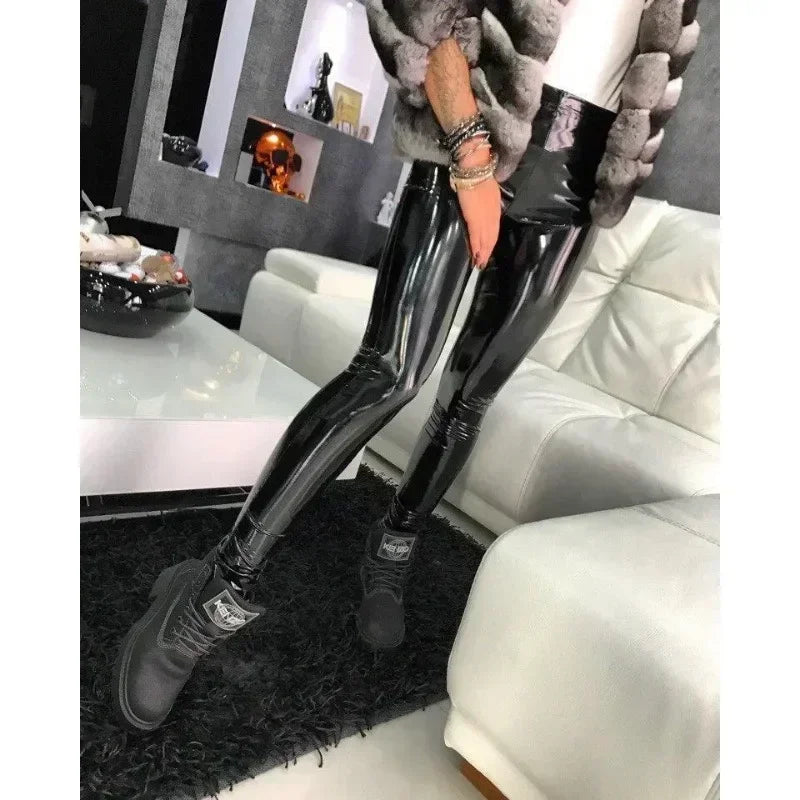 Leggings de Cuero Sintético - Cintura Alta y Efecto Levanta Glúteos