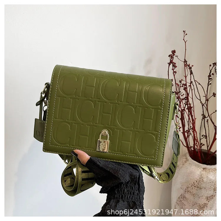 Bolso Bandolera Gran Capacidad con Letras en Relieve - Estilo Minimalista PU