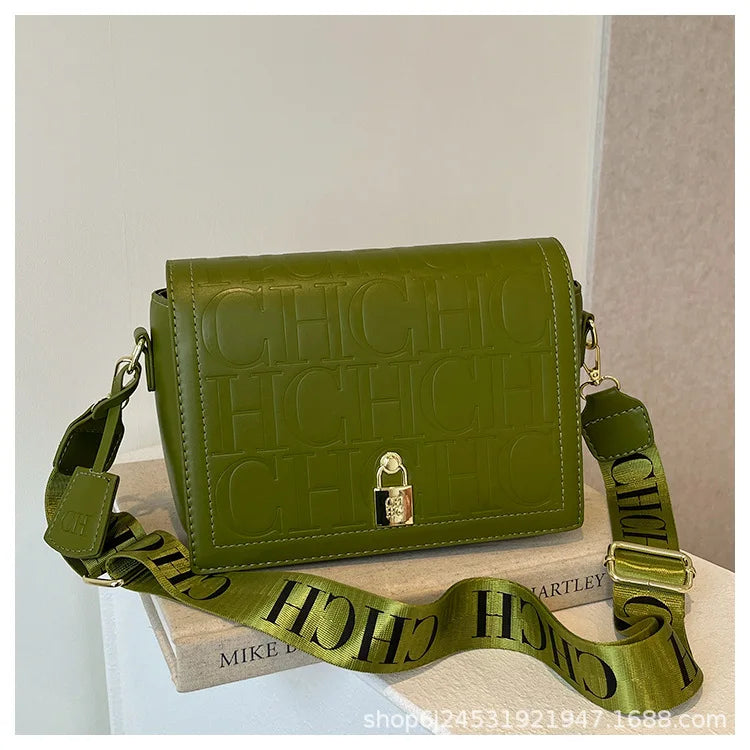 Bolso Bandolera Gran Capacidad con Letras en Relieve - Estilo Minimalista PU