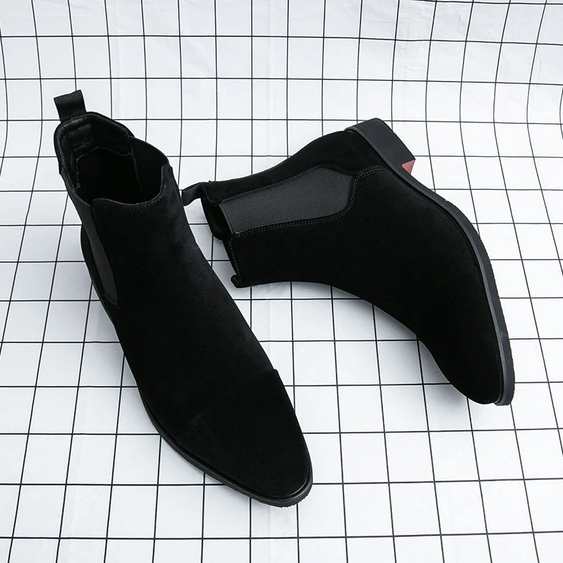 Chelsea Boots Hombre Suela Roja - Botines Business Slip-On Elegantes