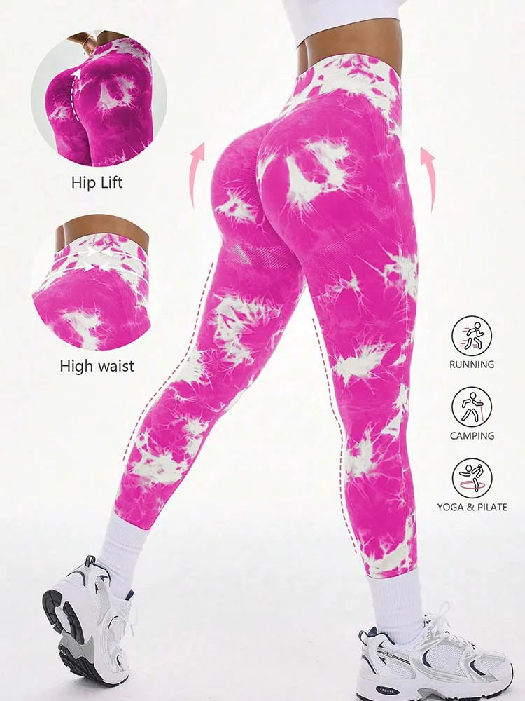 Leggings de Yoga Tie-Dye Sin Costuras - Cintura Alta