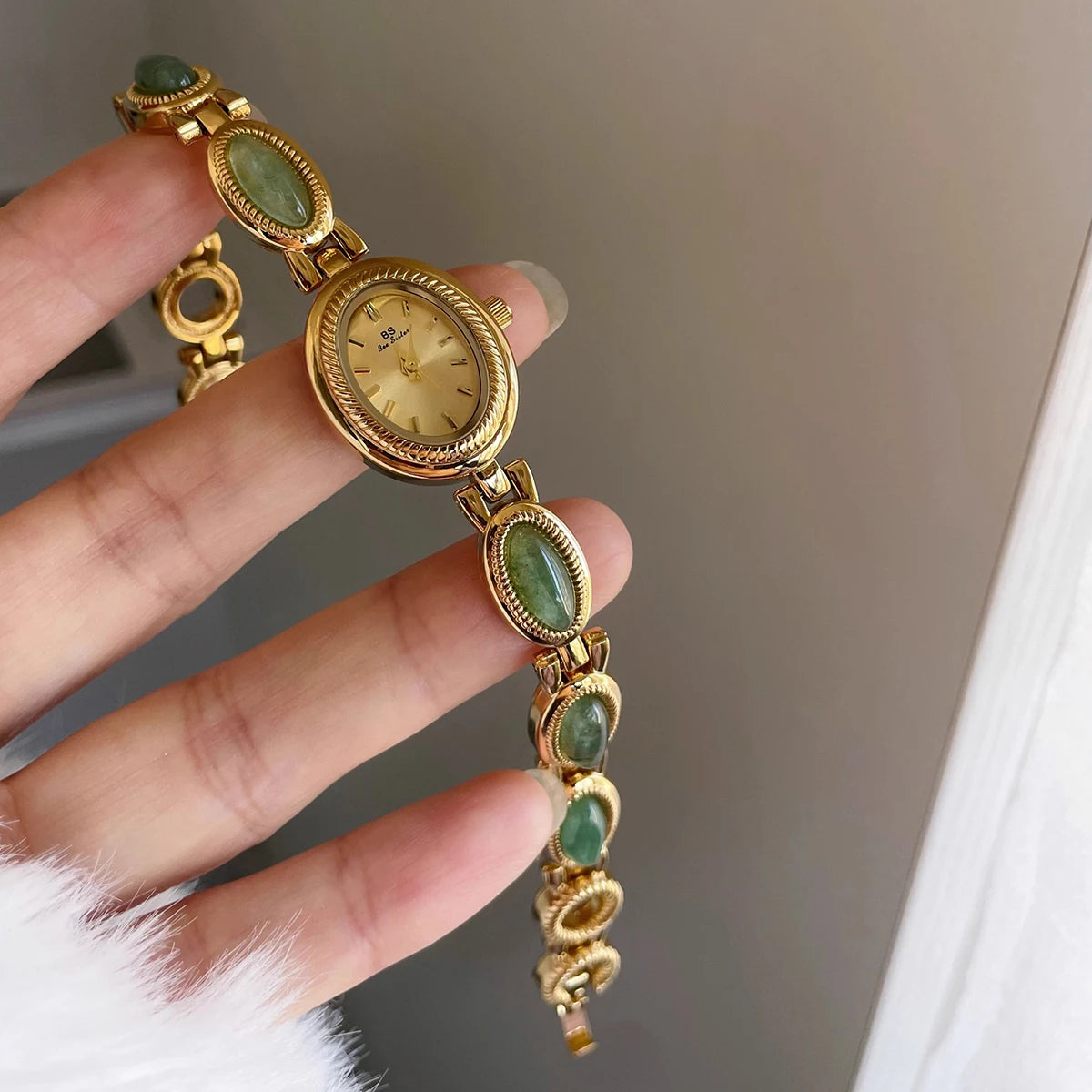 Reloj de Lujo con Jade Verde - Pulsera Joyería Cuarzo Elegante Mujer