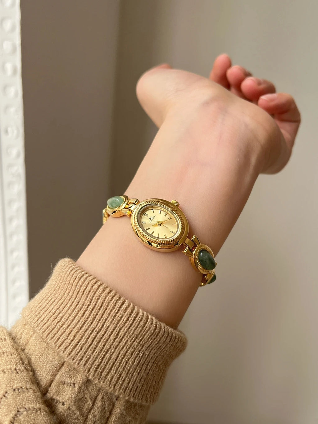 Reloj de Lujo con Jade Verde - Pulsera Joyería Cuarzo Elegante Mujer