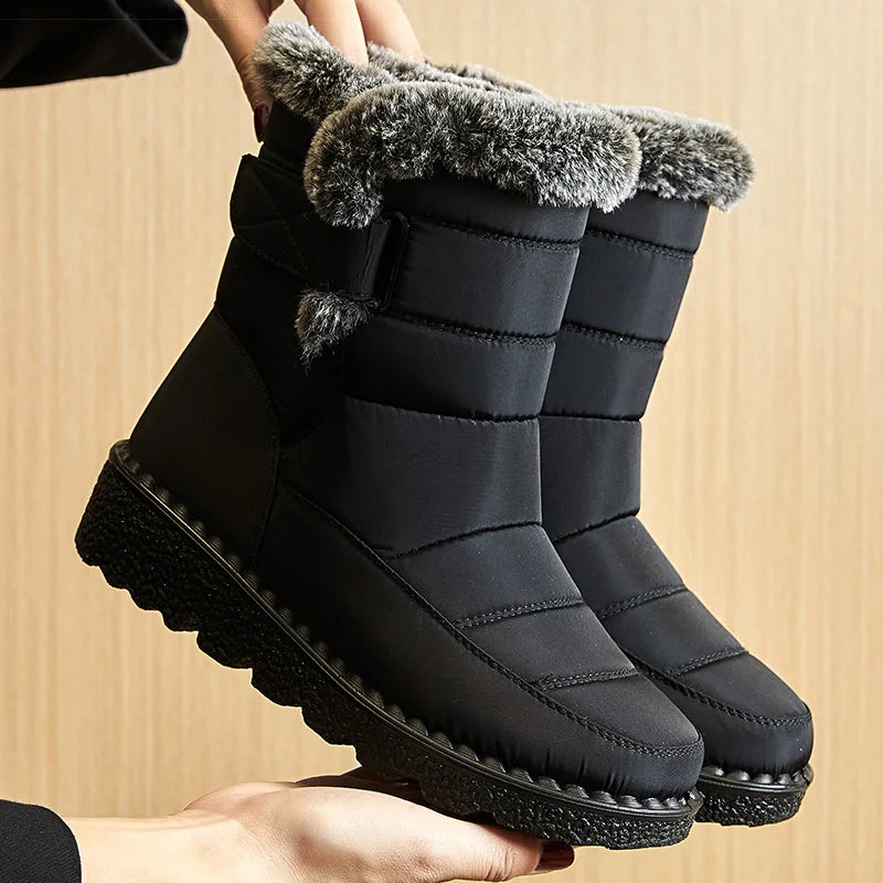 Botas Nieve Mujer Impermeables con Pelo - Botines Invierno Cálidos Antideslizantes