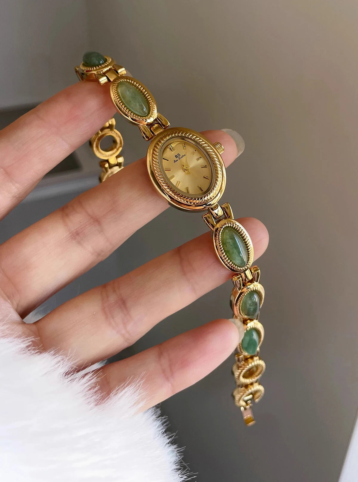 Reloj de Lujo con Jade Verde - Pulsera Joyería Cuarzo Elegante Mujer