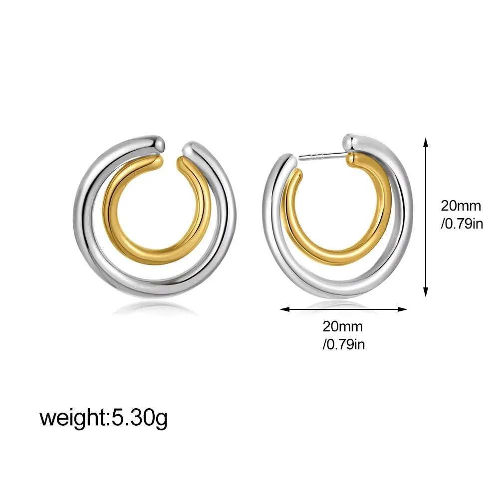 Aros Acero Inoxidable Zirconia Vintage - Huggie Waterproof Colores Mujer