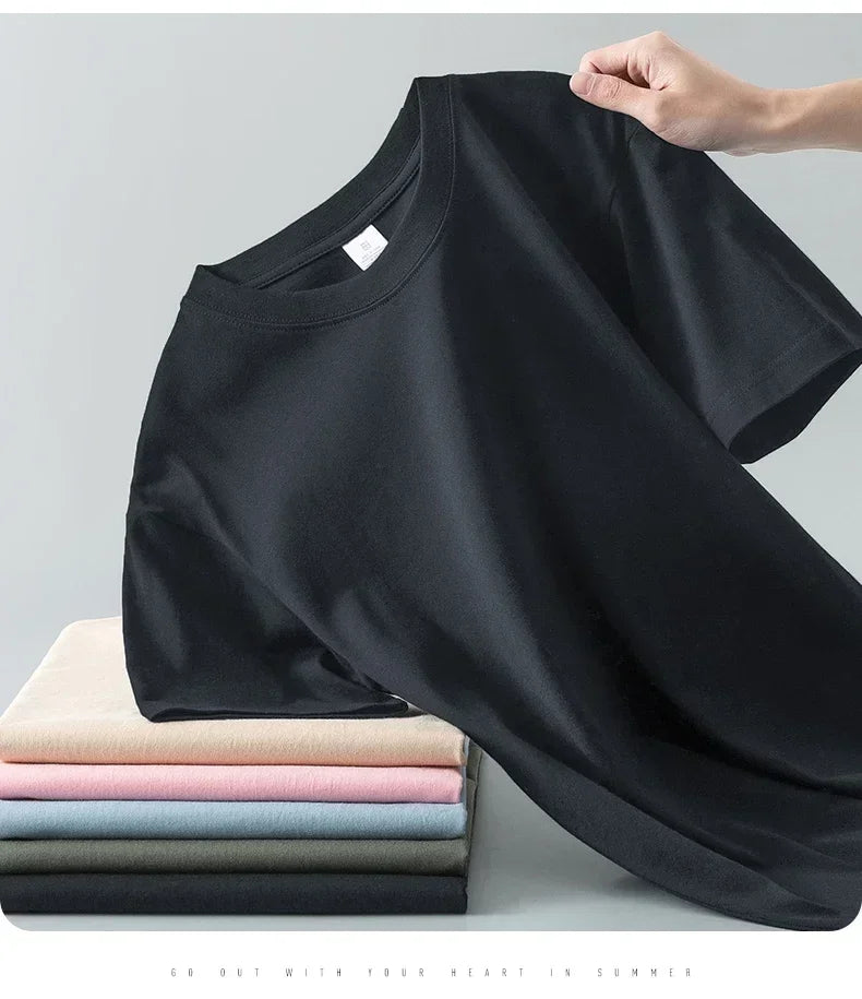 Camiseta Pesada de Algodón 100% - Manga Corta Casual Hombre