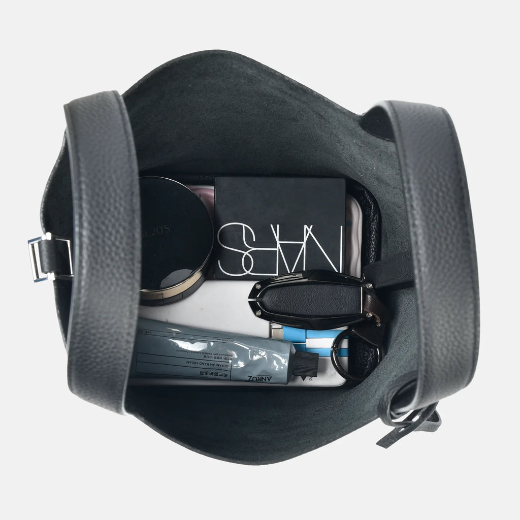 Bolso de Cuero Auténtico - Diseño Tipo Cubo Grande