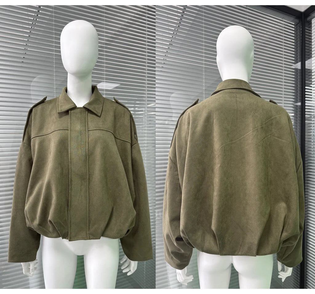 Chaqueta Suede Retro con Cremallera - Estilo Street Fashion Mujer