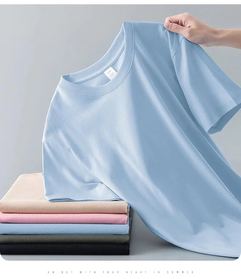 Camiseta Pesada de Algodón 100% - Manga Corta Casual Hombre