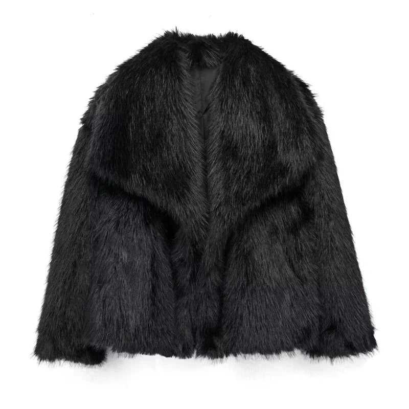 Abrigo Faux Fur Plush - Estilo Fluffy Otoño Invierno Mujer