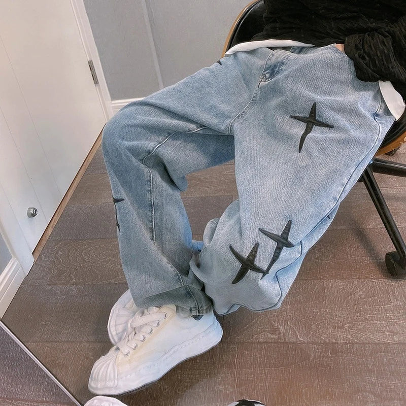 Jeans Streetwear Baggy Pierna Ancha - Estilo Coreano Cargo Hombre