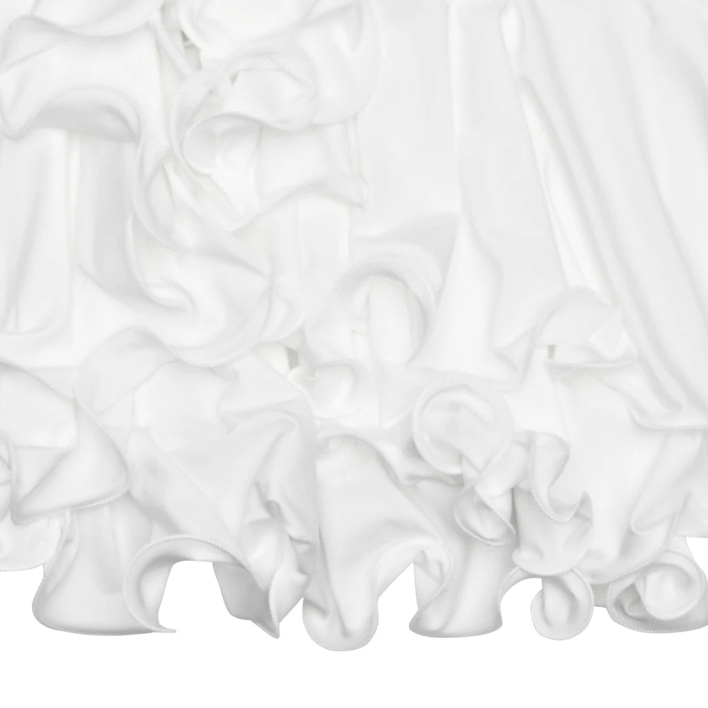 Vestido Mini Línea A con Volantes - Escote en V y Manga Larga