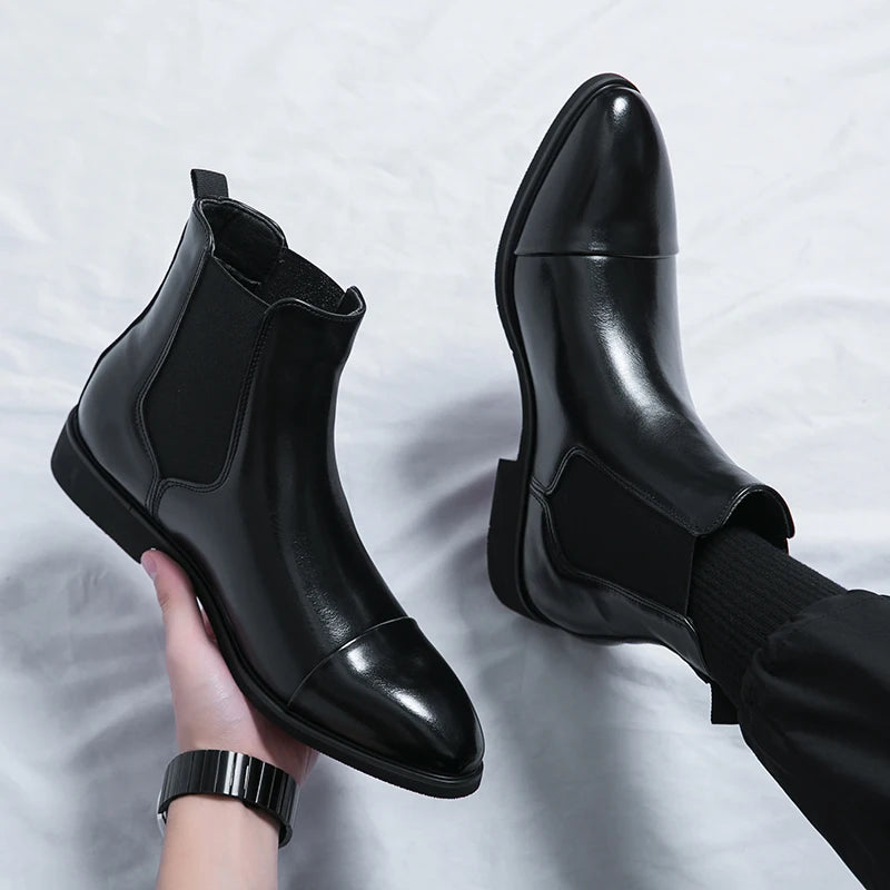 Chelsea Boots Hombre Suela Roja - Botines Business Slip-On Elegantes