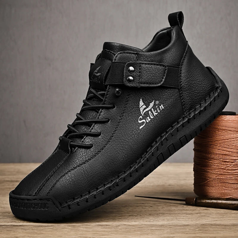 Zapatos Cuero Artesanales Hombre 2025 - Sneakers Transpirables Diseño Premium
