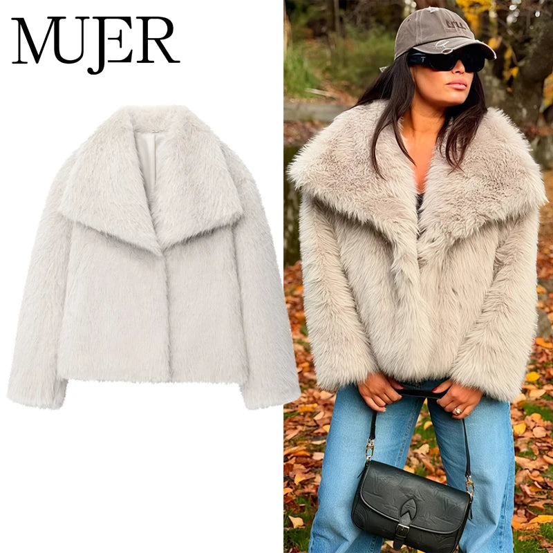 Abrigo Faux Fur Plush - Estilo Fluffy Otoño Invierno Mujer