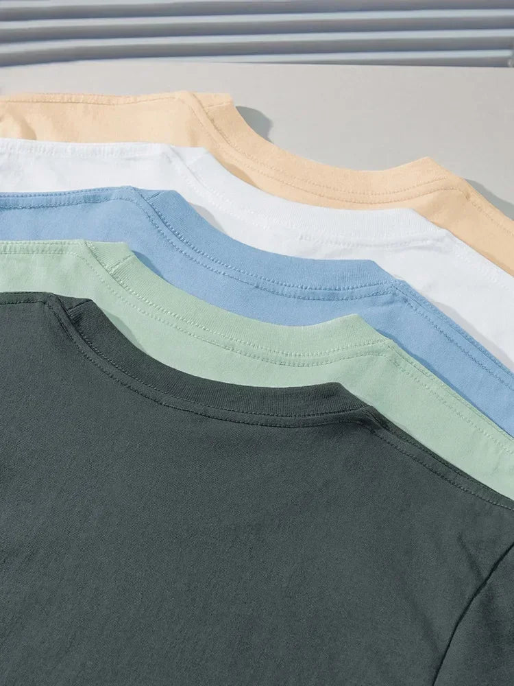 Camiseta Pesada de Algodón 100% - Manga Corta Casual Hombre