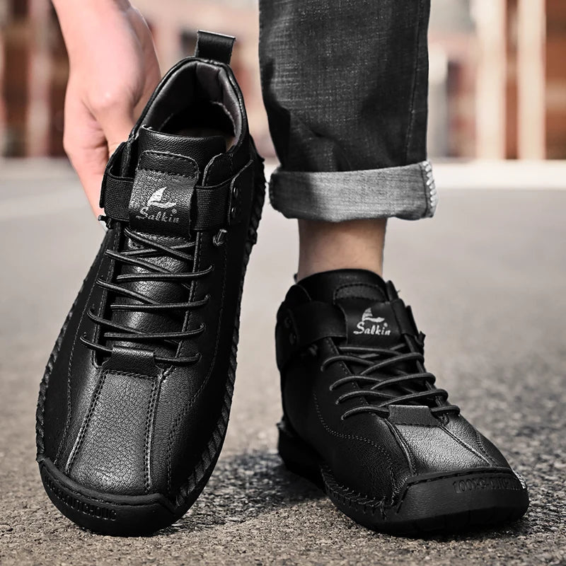 Zapatos Cuero Artesanales Hombre 2025 - Sneakers Transpirables Diseño Premium