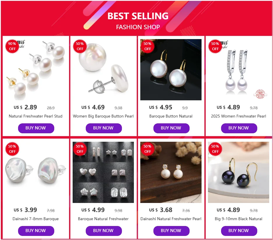 Pendientes Perlas Naturales Agua Dulce - Plata 925 Sterling Cultivadas Mujer