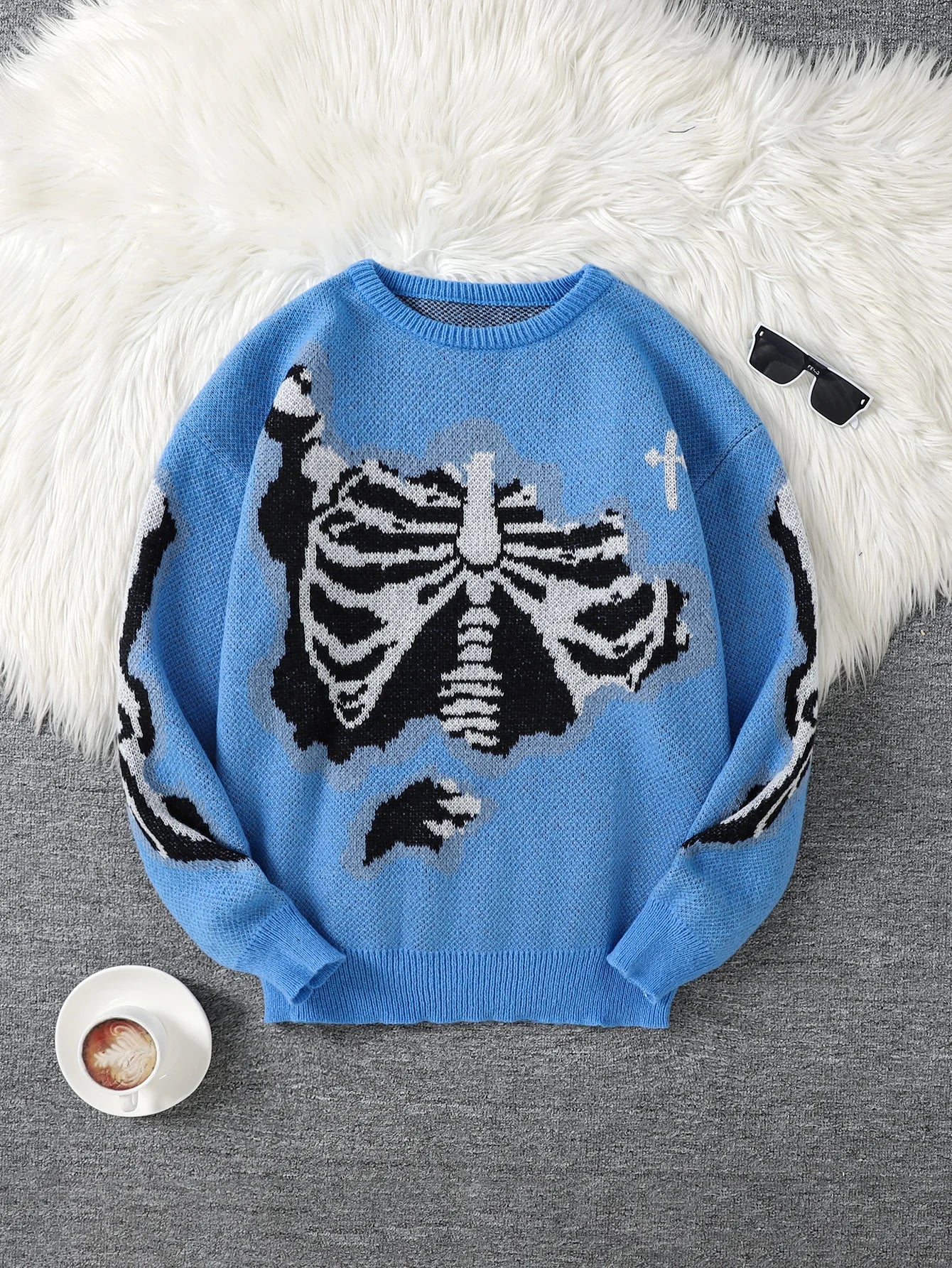 Suéter con Patrón Mariposa Jacquard - Cuello Redondo Casual Hombre