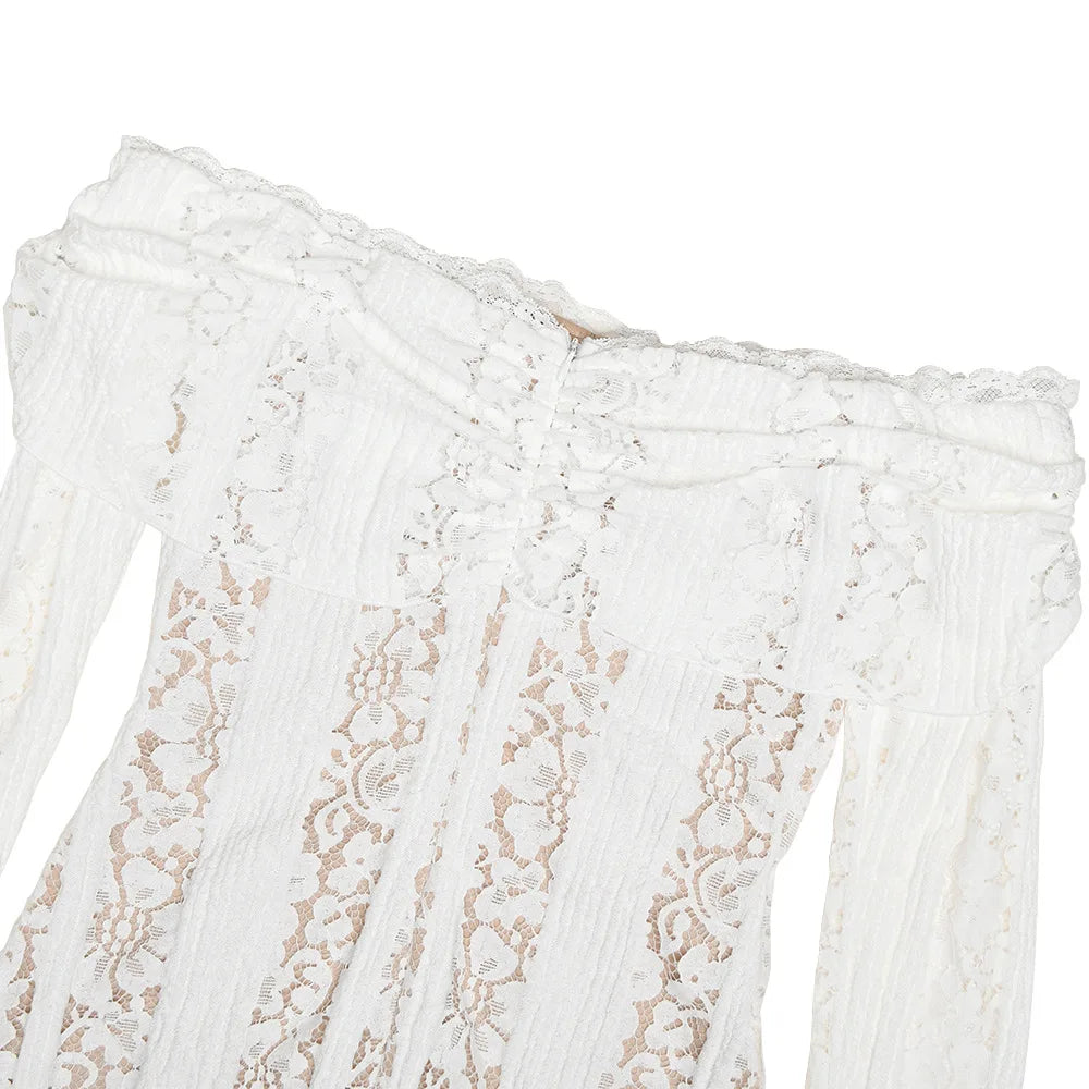 Vestido de Fiesta Elegante con Encaje - Manga Larga