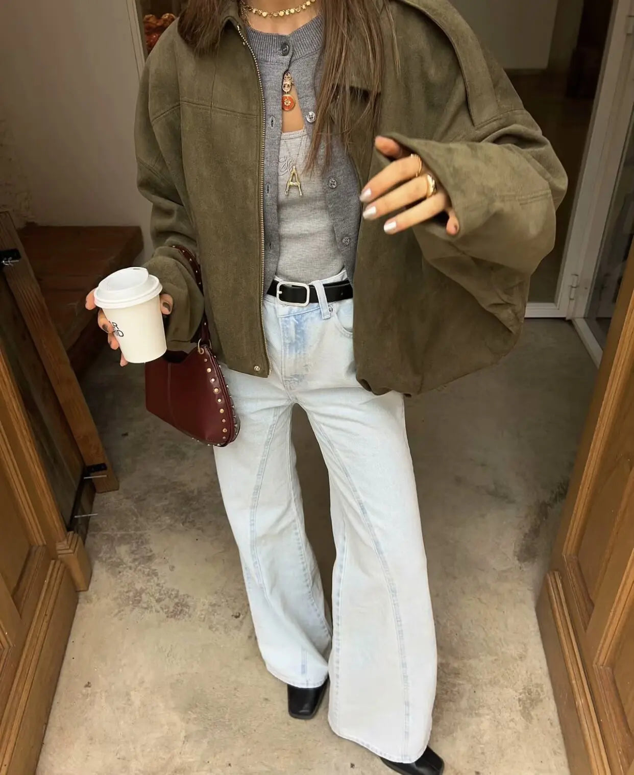 Chaqueta Suede Retro con Cremallera - Estilo Street Fashion Mujer