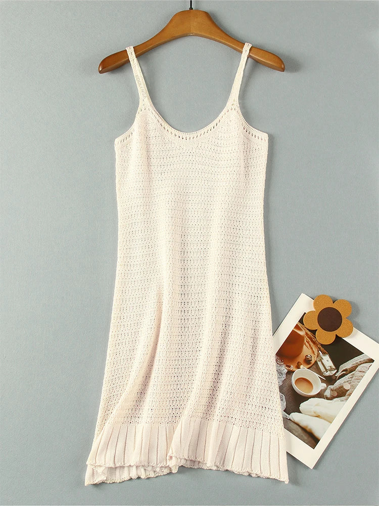 Vestido de Playa Crochet con Volantes - Cuello Halter