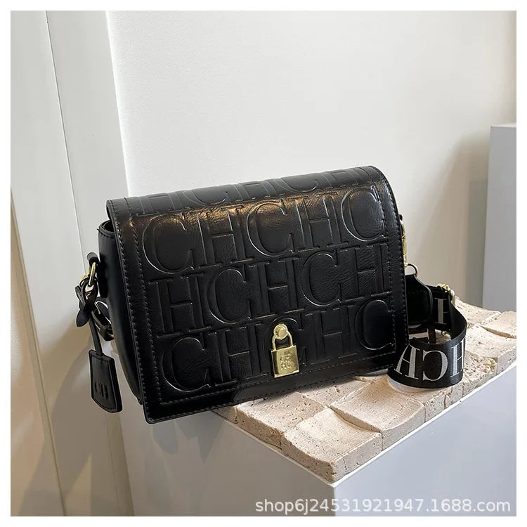 Bolso Bandolera Gran Capacidad con Letras en Relieve - Estilo Minimalista PU