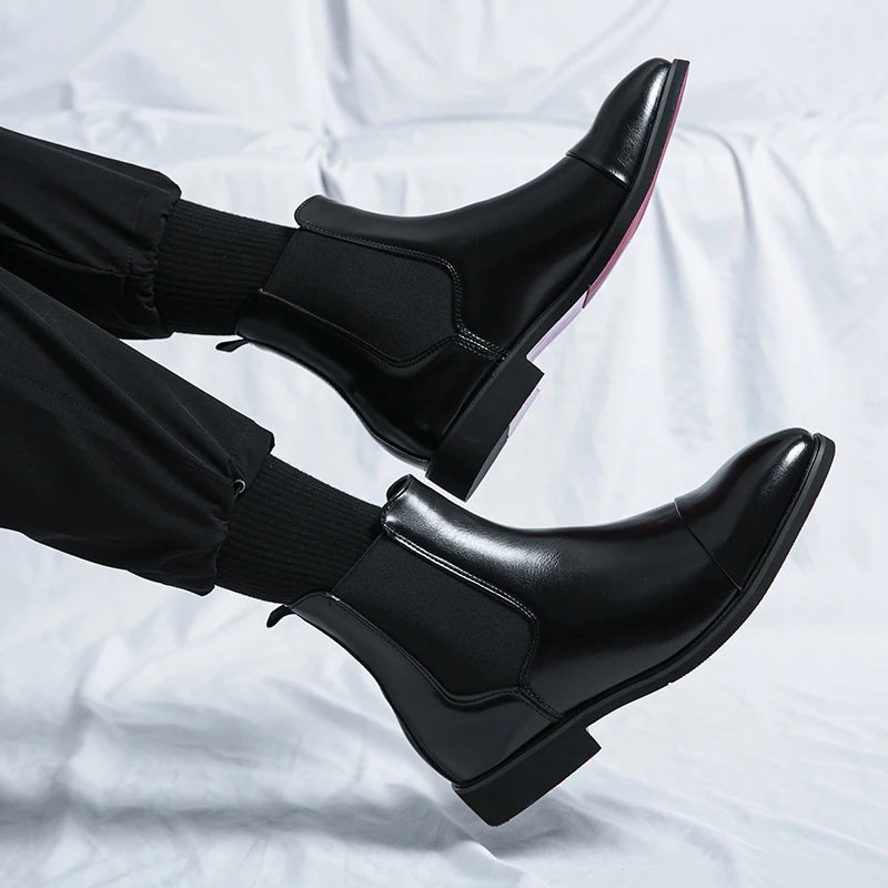 Chelsea Boots Hombre Suela Roja - Botines Business Slip-On Elegantes