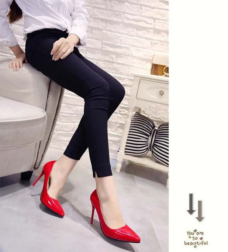 Zapatos Tacón Alto Stiletto Mujer - Punta Afilada Charol Boda Fiesta