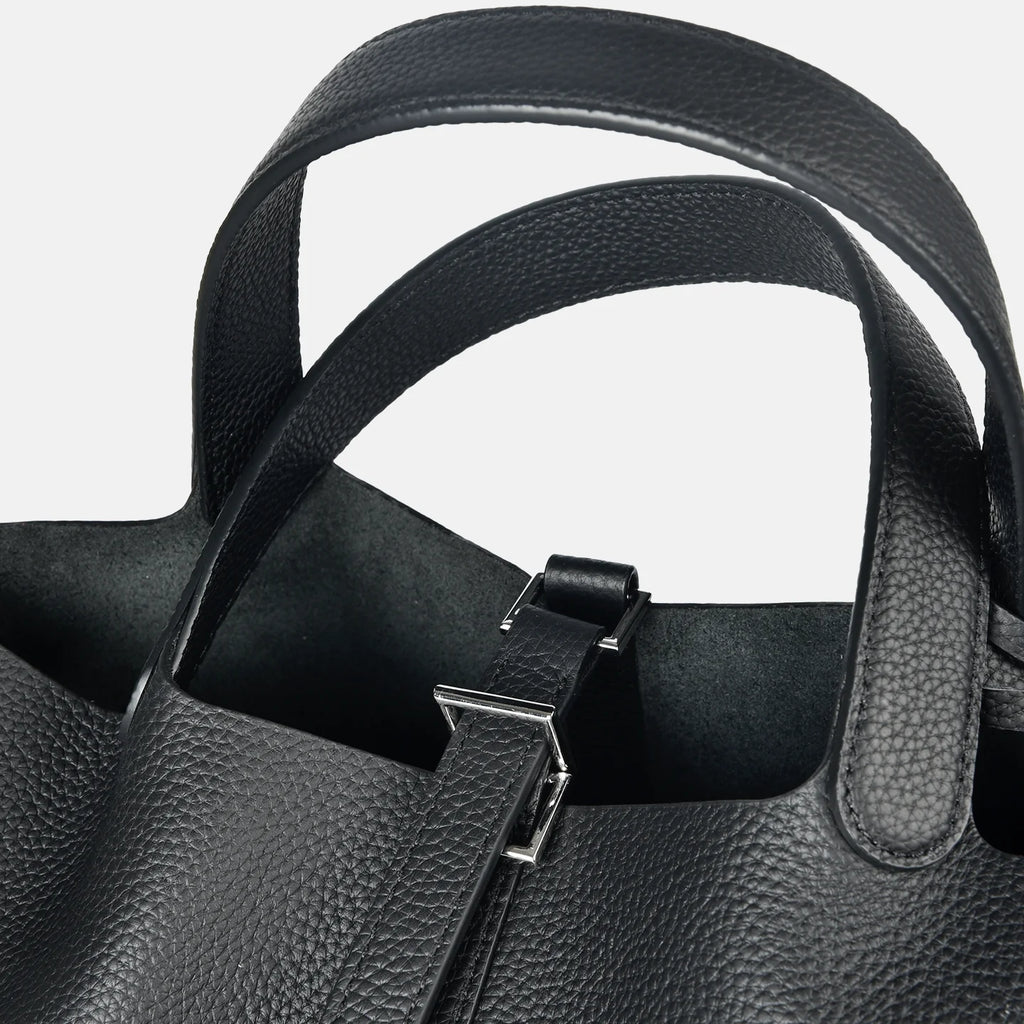 Bolso de Cuero Auténtico - Diseño Tipo Cubo Grande