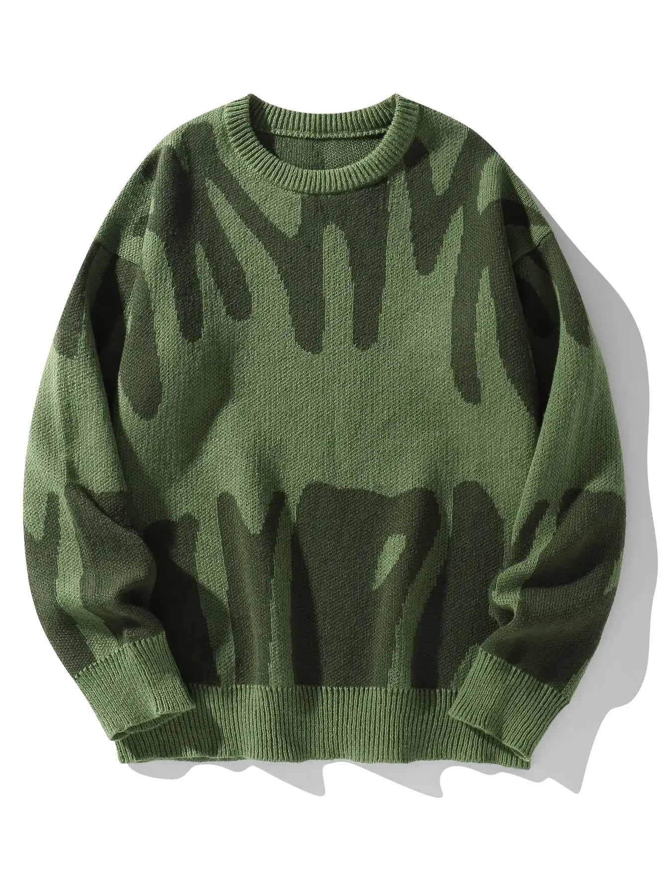 Suéter con Patrón Jacquard Irregular - Cuello Redondo Hombre