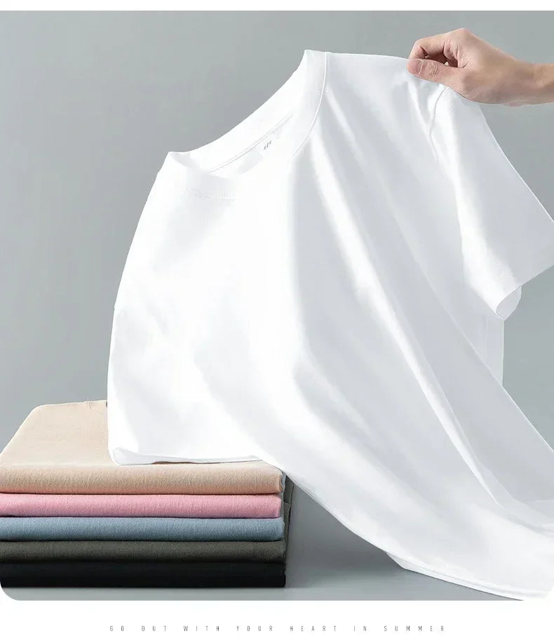 Camiseta Pesada de Algodón 100% - Manga Corta Casual Hombre